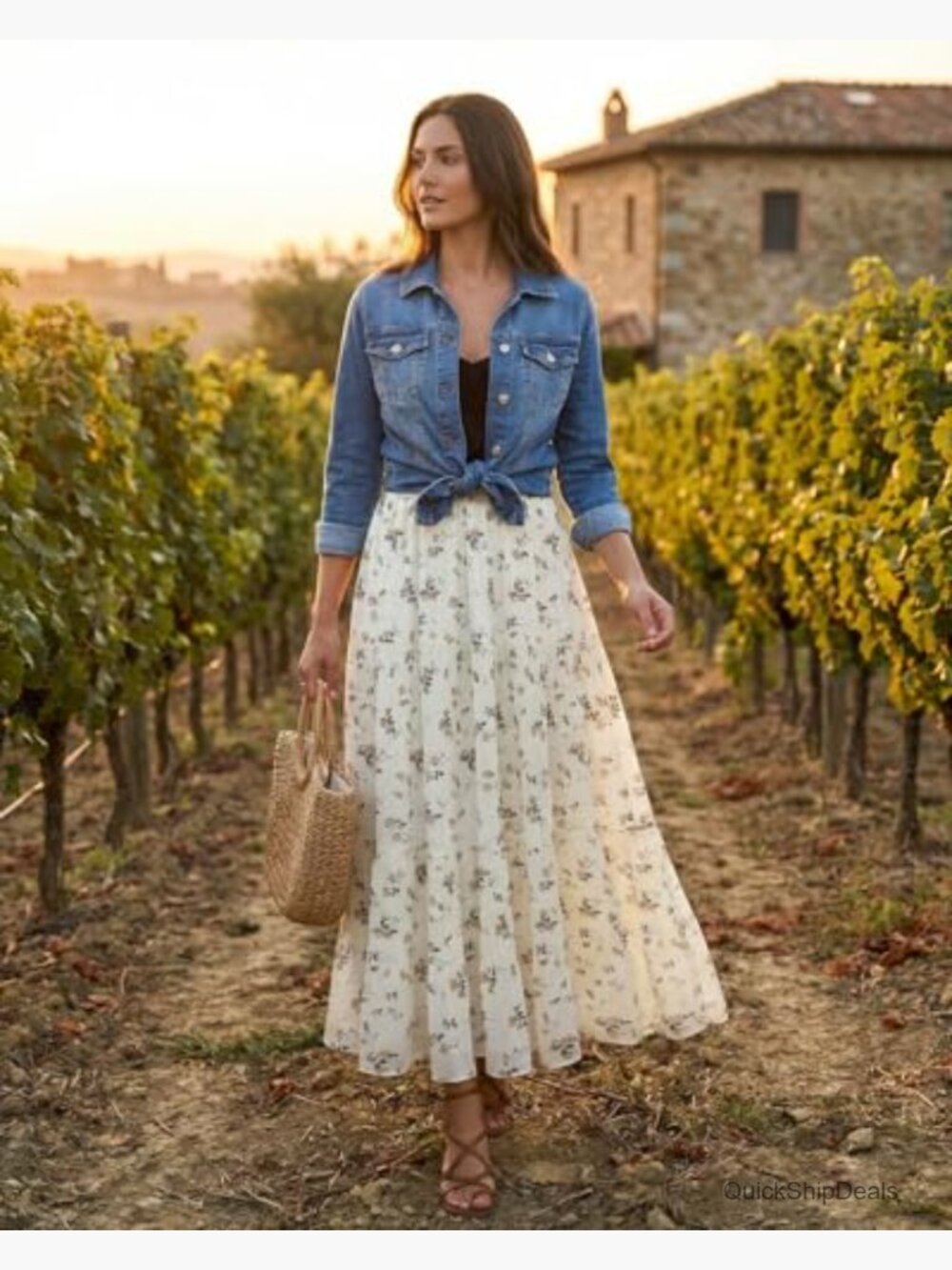 Chiffon Pleated Maxi Skirt High Waisted Flowy Long Skirt with Lining Boho - Picture 4 of 7